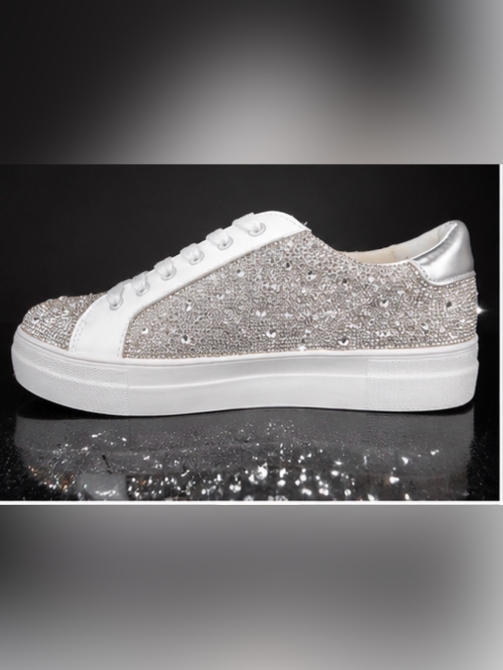 Rhinestone & Crystal Bling Soda Zeno-G shoe size 10 Leather Lace-Up